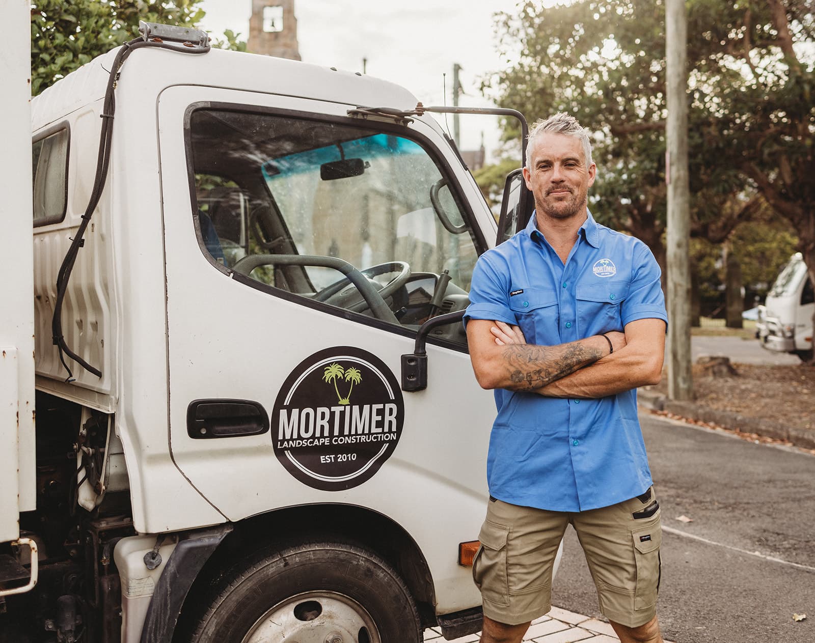 Landscaping construction professional on site